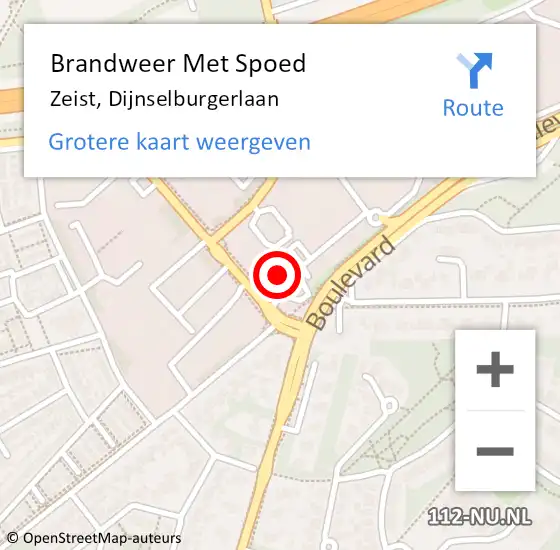 Locatie op kaart van de 112 melding: Brandweer Met Spoed Naar Zeist, Dijnselburgerlaan op 24 juni 2024 16:02