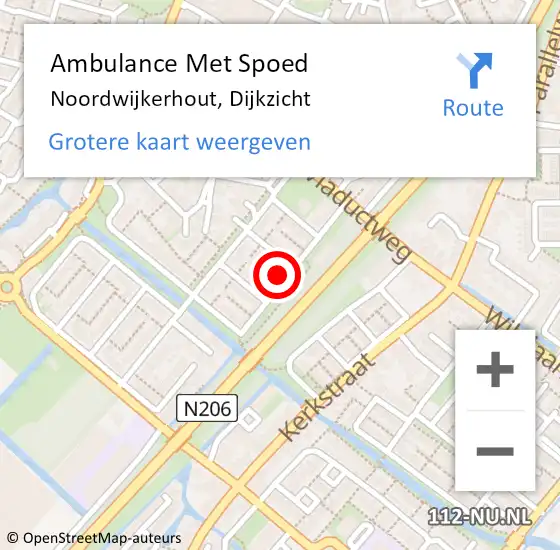 Locatie op kaart van de 112 melding: Ambulance Met Spoed Naar Noordwijkerhout, Dijkzicht op 24 juni 2024 16:04