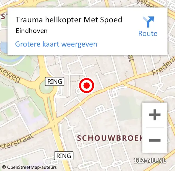 Locatie op kaart van de 112 melding: Trauma helikopter Met Spoed Naar Eindhoven op 24 juni 2024 16:09