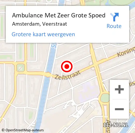 Locatie op kaart van de 112 melding: Ambulance Met Zeer Grote Spoed Naar Amsterdam, Veerstraat op 24 juni 2024 16:32