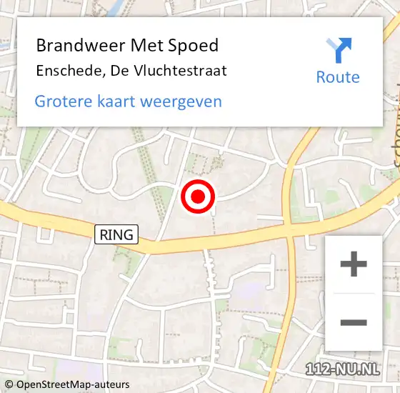 Locatie op kaart van de 112 melding: Brandweer Met Spoed Naar Enschede, De Vluchtestraat op 24 juni 2024 16:37