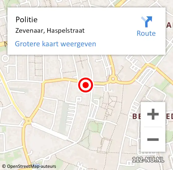 Locatie op kaart van de 112 melding: Politie Zevenaar, Haspelstraat op 24 juni 2024 16:45