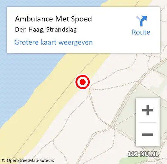 Locatie op kaart van de 112 melding: Ambulance Met Spoed Naar Den Haag, Strandslag op 24 juni 2024 16:52