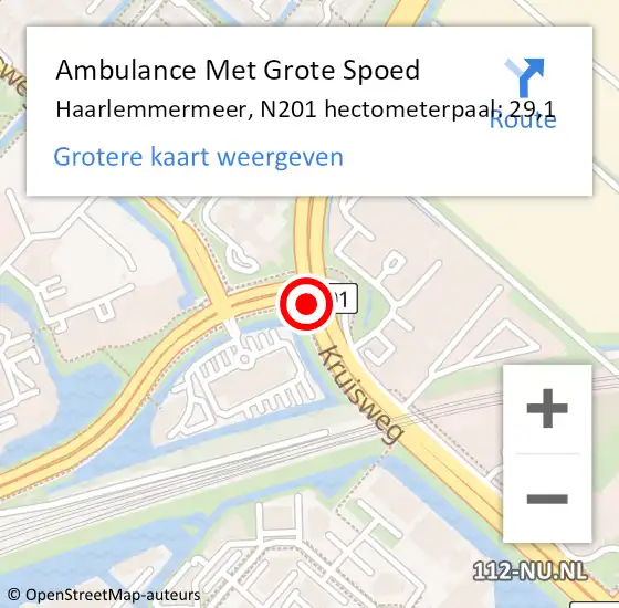 Locatie op kaart van de 112 melding: Ambulance Met Grote Spoed Naar Haarlemmermeer, N201 hectometerpaal: 29,1 op 24 juni 2024 16:57