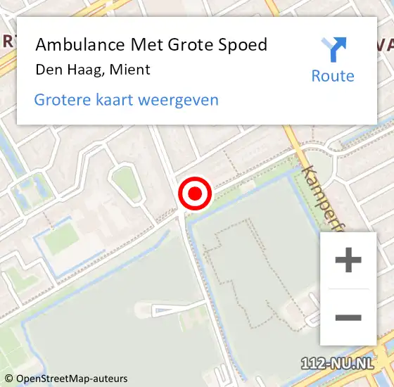 Locatie op kaart van de 112 melding: Ambulance Met Grote Spoed Naar Den Haag, Mient op 24 juni 2024 17:03