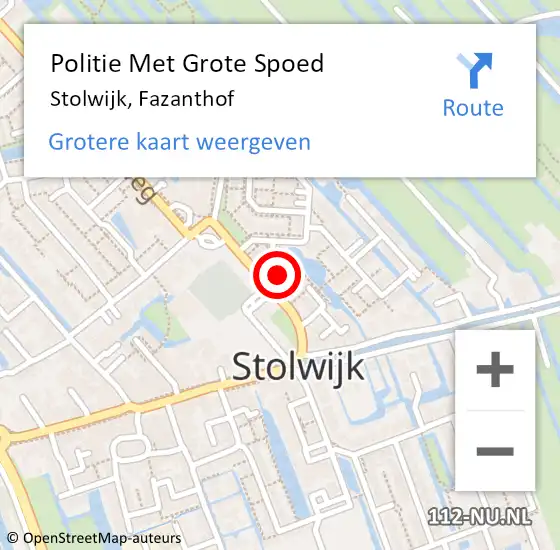 Locatie op kaart van de 112 melding: Politie Met Grote Spoed Naar Stolwijk, Fazanthof op 24 juni 2024 17:07