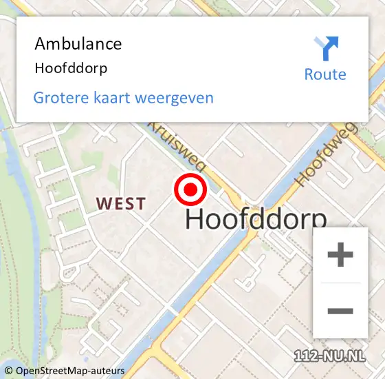 Locatie op kaart van de 112 melding: Ambulance Hoofddorp op 24 juni 2024 17:07