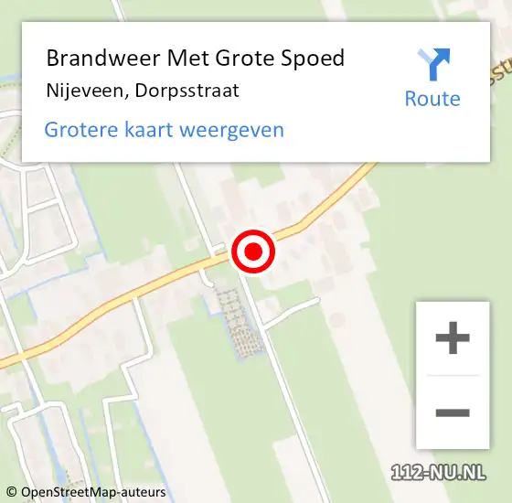 Locatie op kaart van de 112 melding: Brandweer Met Grote Spoed Naar Nijeveen, Dorpsstraat op 24 juni 2024 17:08