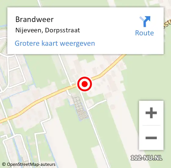 Locatie op kaart van de 112 melding: Brandweer Nijeveen, Dorpsstraat op 24 juni 2024 17:12