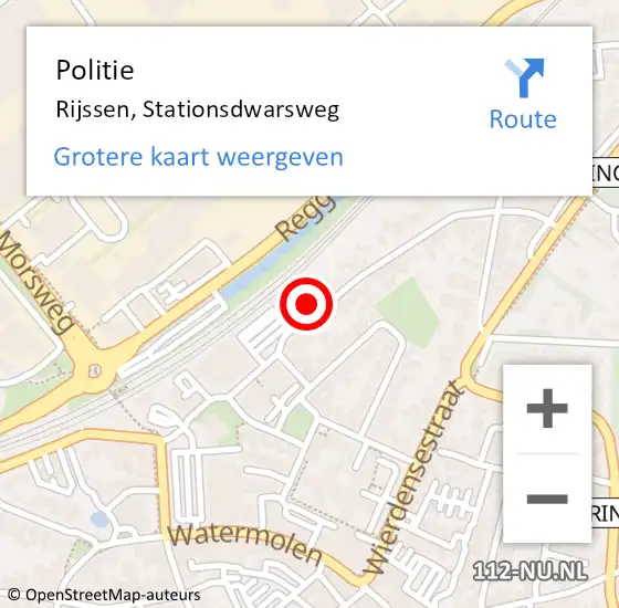 Locatie op kaart van de 112 melding: Politie Rijssen, Stationsdwarsweg op 24 juni 2024 17:14