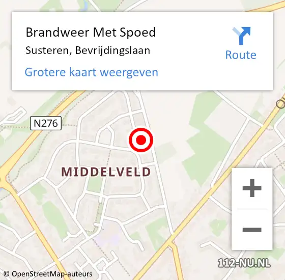 Locatie op kaart van de 112 melding: Brandweer Met Spoed Naar Susteren, Bevrijdingslaan op 24 juni 2024 17:14