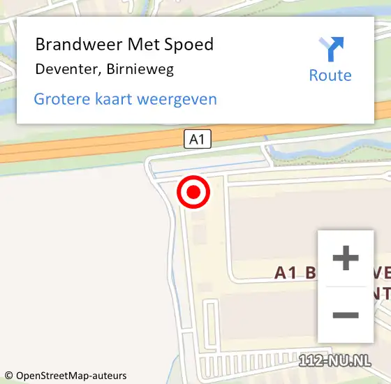 Locatie op kaart van de 112 melding: Brandweer Met Spoed Naar Deventer, Birnieweg op 24 juni 2024 17:15