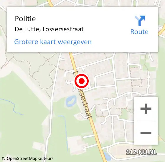 Locatie op kaart van de 112 melding: Politie De Lutte, Lossersestraat op 24 juni 2024 17:16