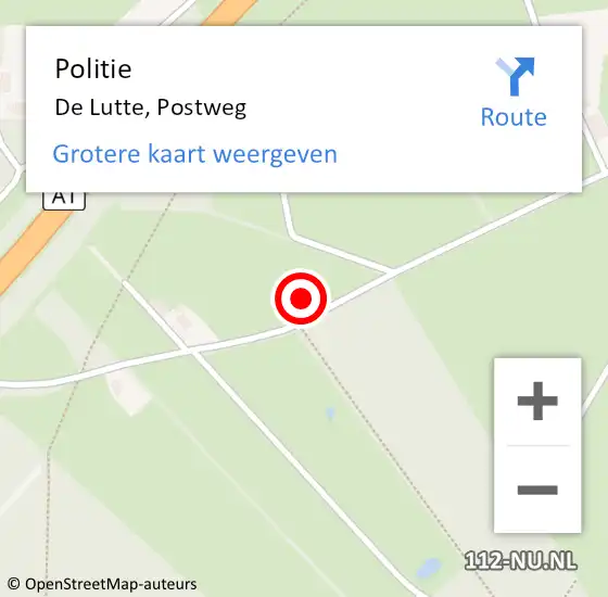 Locatie op kaart van de 112 melding: Politie De Lutte, Postweg op 24 juni 2024 17:16