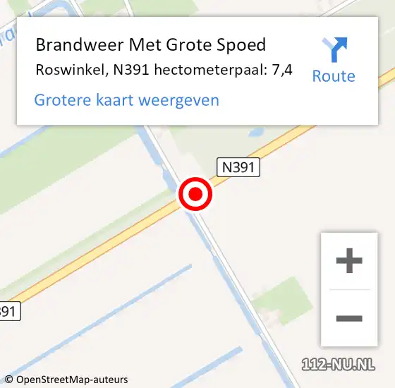 Locatie op kaart van de 112 melding: Brandweer Met Grote Spoed Naar Roswinkel, N391 hectometerpaal: 7,4 op 10 oktober 2014 15:17