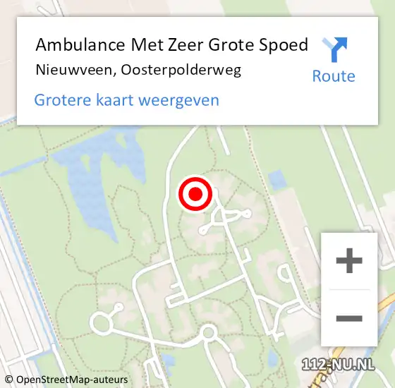 Locatie op kaart van de 112 melding: Ambulance Met Zeer Grote Spoed Naar Nieuwveen, Oosterpolderweg op 24 juni 2024 17:22