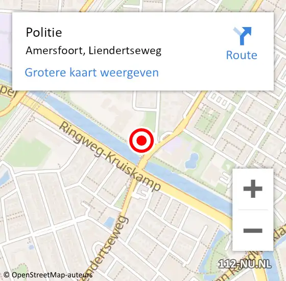 Locatie op kaart van de 112 melding: Politie Amersfoort, Liendertseweg op 24 juni 2024 17:28