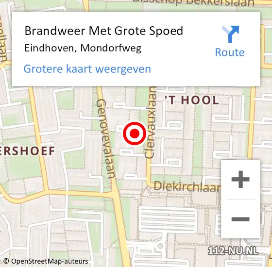 Locatie op kaart van de 112 melding: Brandweer Met Grote Spoed Naar Eindhoven, Mondorfweg op 24 juni 2024 17:29