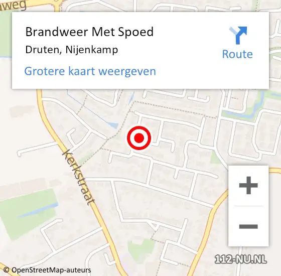 Locatie op kaart van de 112 melding: Brandweer Met Spoed Naar Druten, Nijenkamp op 24 juni 2024 17:29