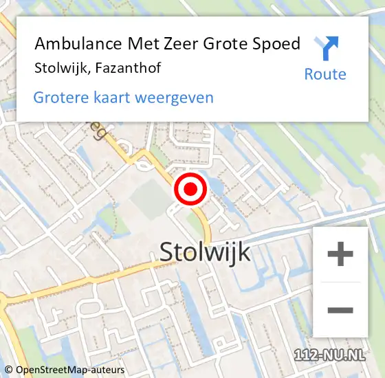 Locatie op kaart van de 112 melding: Ambulance Met Zeer Grote Spoed Naar Stolwijk, Fazanthof op 24 juni 2024 17:32