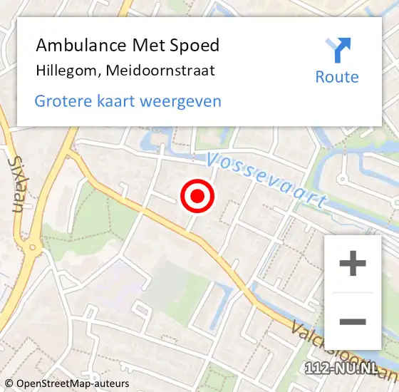 Locatie op kaart van de 112 melding: Ambulance Met Spoed Naar Hillegom, Meidoornstraat op 24 juni 2024 17:32