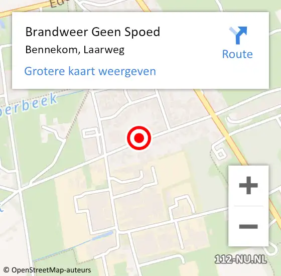 Locatie op kaart van de 112 melding: Brandweer Geen Spoed Naar Bennekom, Laarweg op 24 juni 2024 17:37