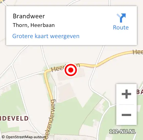 Locatie op kaart van de 112 melding: Brandweer Thorn, Heerbaan op 24 juni 2024 17:48