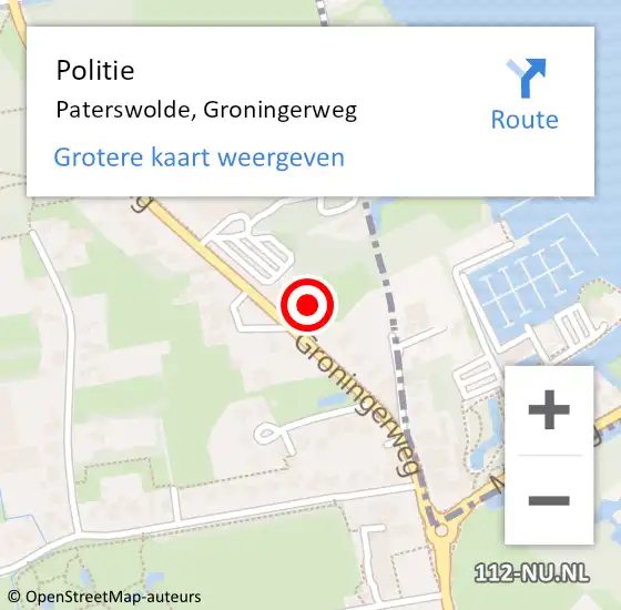 Locatie op kaart van de 112 melding: Politie Paterswolde, Groningerweg op 24 juni 2024 17:48