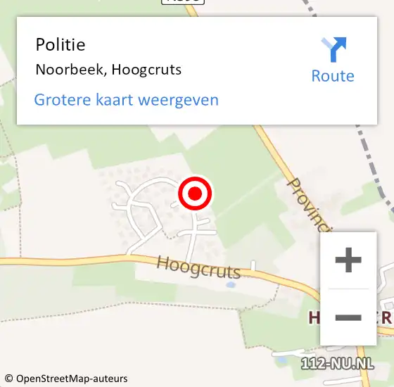 Locatie op kaart van de 112 melding: Politie Noorbeek, Hoogcruts op 24 juni 2024 17:49