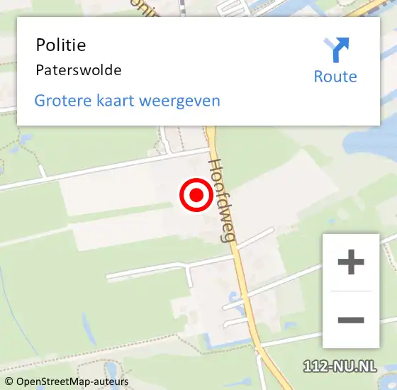 Locatie op kaart van de 112 melding: Politie Paterswolde op 24 juni 2024 17:53