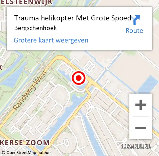 Locatie op kaart van de 112 melding: Trauma helikopter Met Grote Spoed Naar Bergschenhoek op 24 juni 2024 17:54