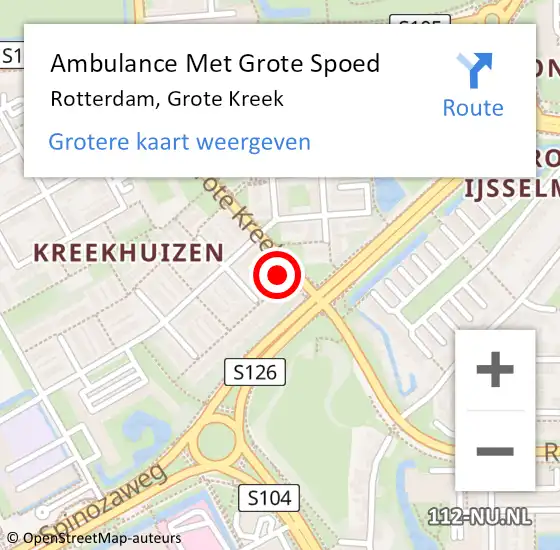 Locatie op kaart van de 112 melding: Ambulance Met Grote Spoed Naar Rotterdam, Grote Kreek op 24 juni 2024 17:59