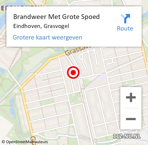 Locatie op kaart van de 112 melding: Brandweer Met Grote Spoed Naar Eindhoven, Grasvogel op 24 juni 2024 18:13