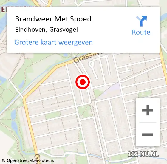 Locatie op kaart van de 112 melding: Brandweer Met Spoed Naar Eindhoven, Grasvogel op 24 juni 2024 18:18