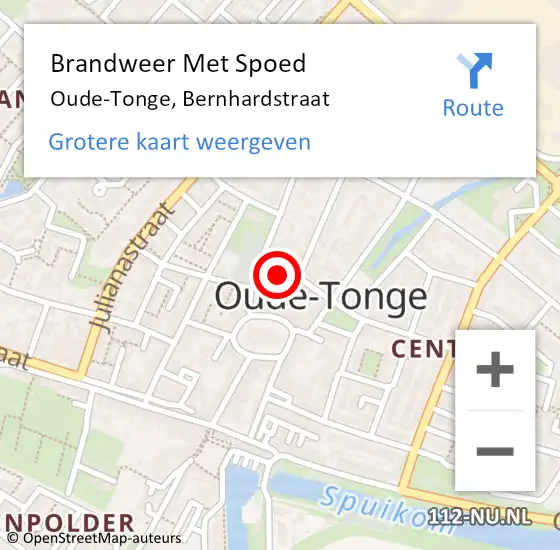 Locatie op kaart van de 112 melding: Brandweer Met Spoed Naar Oude-Tonge, Bernhardstraat op 24 juni 2024 18:18