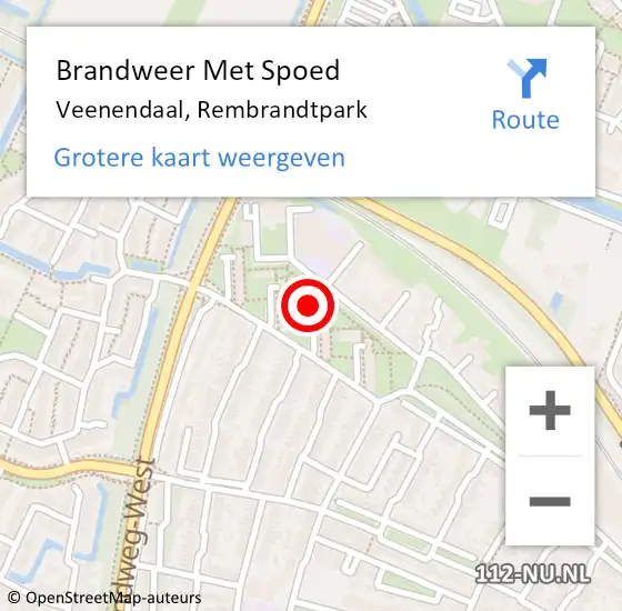 Locatie op kaart van de 112 melding: Brandweer Met Spoed Naar Veenendaal, Rembrandtpark op 24 juni 2024 18:33