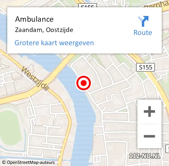 Locatie op kaart van de 112 melding: Ambulance Zaandam, Oostzijde op 24 juni 2024 18:33