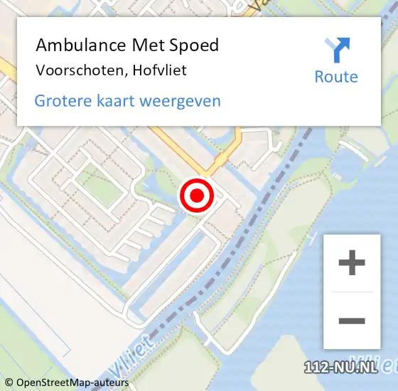 Locatie op kaart van de 112 melding: Ambulance Met Spoed Naar Voorschoten, Hofvliet op 24 juni 2024 18:42