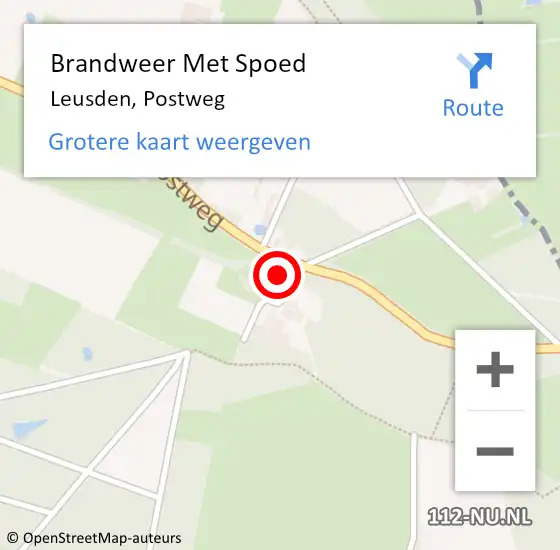 Locatie op kaart van de 112 melding: Brandweer Met Spoed Naar Leusden, Postweg op 24 juni 2024 18:44