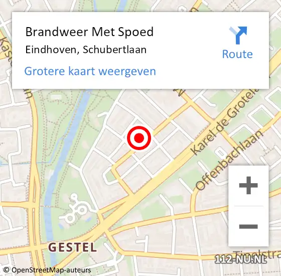 Locatie op kaart van de 112 melding: Brandweer Met Spoed Naar Eindhoven, Schubertlaan op 24 juni 2024 18:49