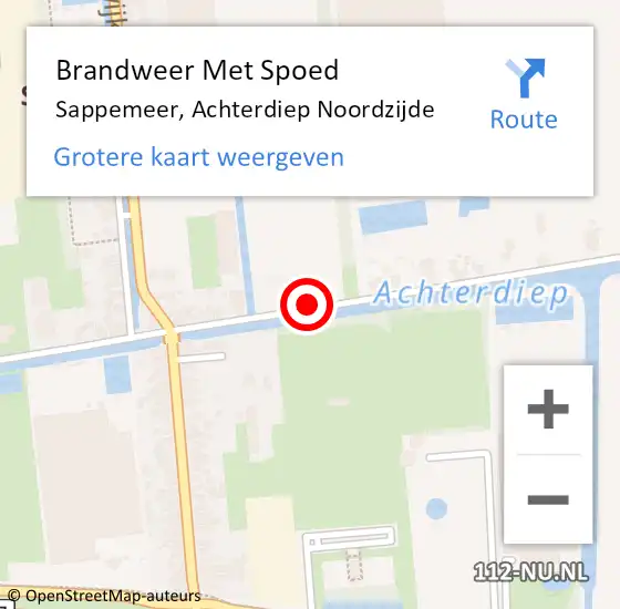 Locatie op kaart van de 112 melding: Brandweer Met Spoed Naar Sappemeer, Achterdiep Noordzijde op 24 juni 2024 18:54