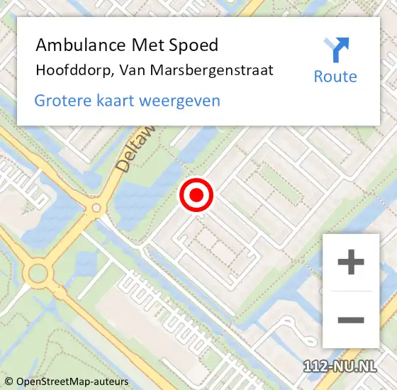 Locatie op kaart van de 112 melding: Ambulance Met Spoed Naar Hoofddorp, Van Marsbergenstraat op 24 juni 2024 18:59