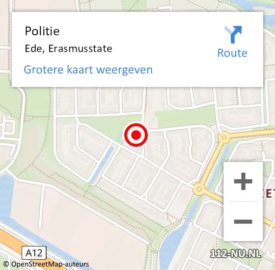 Locatie op kaart van de 112 melding: Politie Ede, Erasmusstate op 24 juni 2024 19:04