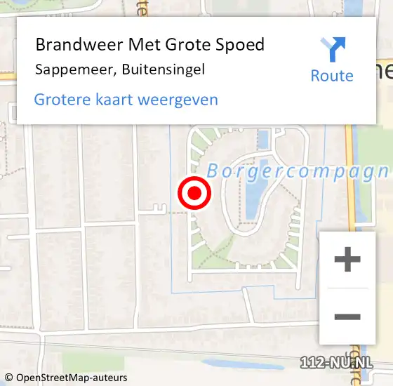 Locatie op kaart van de 112 melding: Brandweer Met Grote Spoed Naar Sappemeer, Buitensingel op 24 juni 2024 19:12