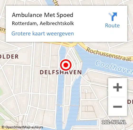 Locatie op kaart van de 112 melding: Ambulance Met Spoed Naar Rotterdam, Aelbrechtskolk op 24 juni 2024 19:13