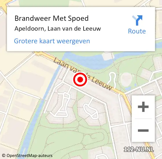 Locatie op kaart van de 112 melding: Brandweer Met Spoed Naar Apeldoorn, Laan van de Leeuw op 24 juni 2024 19:14