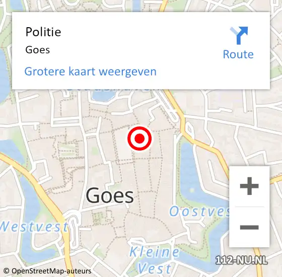 Locatie op kaart van de 112 melding: Politie Goes op 24 juni 2024 19:29