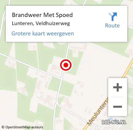 Locatie op kaart van de 112 melding: Brandweer Met Spoed Naar Lunteren, Veldhuizerweg op 24 juni 2024 19:42