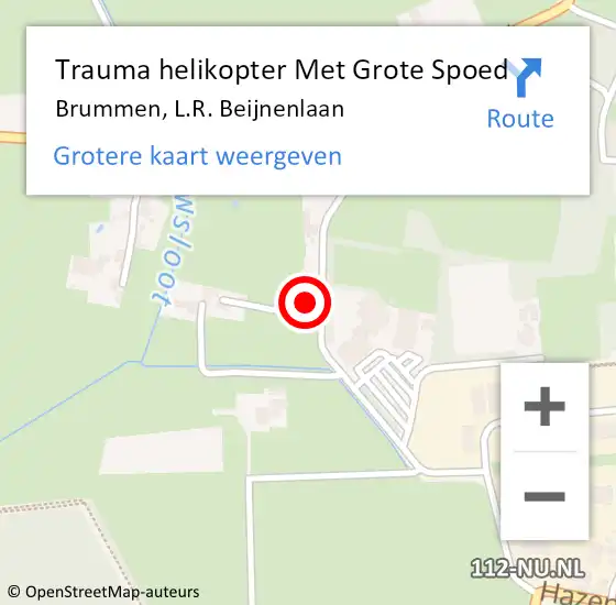 Locatie op kaart van de 112 melding: Trauma helikopter Met Grote Spoed Naar Brummen, L.R. Beijnenlaan op 24 juni 2024 19:43
