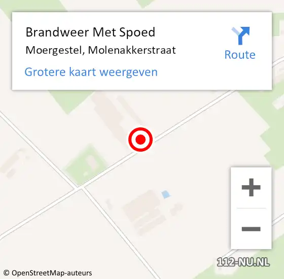 Locatie op kaart van de 112 melding: Brandweer Met Spoed Naar Moergestel, Molenakkerstraat op 24 juni 2024 19:47